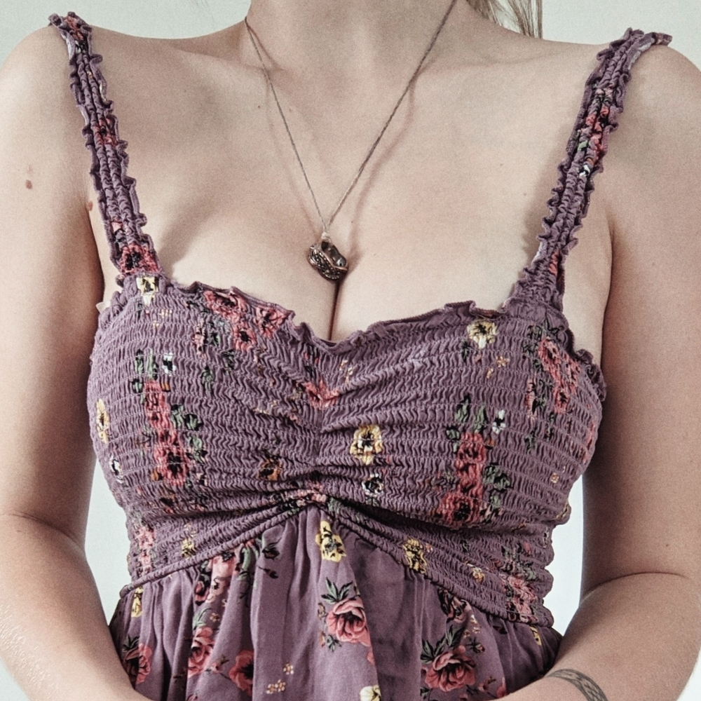purple floral dress